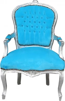 Produktbild von Barock Salon Stuhl Türkis / Silber