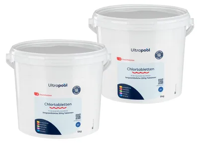 Produktbild von Ultrapool Chlortabletten 200 g langsam löslich Pool Chlor Tabs zur Dauerchlorung 1 kg / 5 kg / 10 kg (2 x 5 kg)