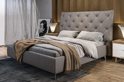 Produktbild von KAWOLA Bett ANNY Polsterbett Leder grau 200x200cm
