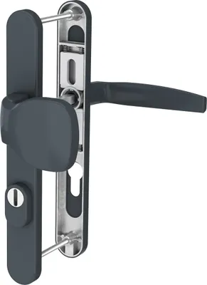 Produktbild von Langschild Schmalrahmengarnitur Anthrazit 92mm Wechselgarnitur Profilzylinder Knopf/Drücker 71-86mm ja