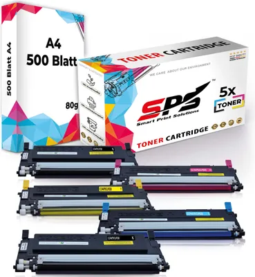 Produktbild von Druckerpapier A4 + 5x Multipack Set Kompatibel für Samsung CLX 3185  (CLT-C407S, CLT-M407S, CLT-Y407S, CLT-K407S) Toner