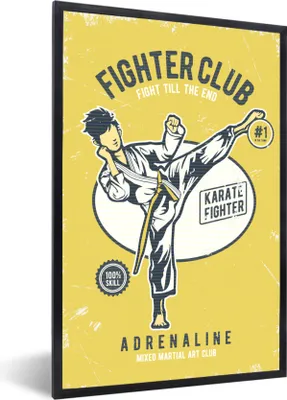 Produktbild von MuchoWow® MuchoWow® Gerahmtes Poster Karate - Retro - Zitat 20x30 cm - Poster mit zchwarzem Bilderrahmen - Drucken - Bilder Poster im Rahmen