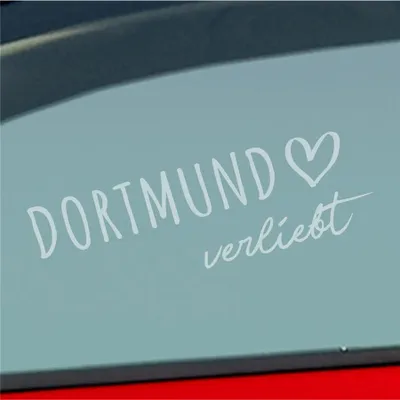 Produktbild von Auto Aufkleber Dortmund verliebt Herz Stadt Heimat Liebe Car 19x6 cm Milchglas Sticker Heckscheibenaufkleber