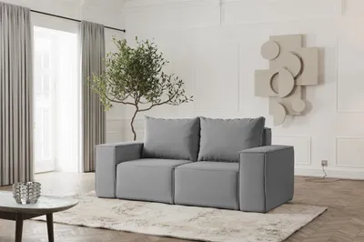 Produktbild von Sofa Designersofa ESTELLE 2-Sitzer in Stoff Opera Velvet Grau