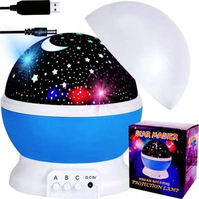 Obrázok produktu pre nOČNÁ LAMPA 2 V 1: HVIEZDICOVÝ PROJEKTOR, 8 FARIEB, 360° OTOČNÁ LED DIÓDA, PRE DETI