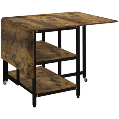 Produktbild von Klapptisch Esstisch Rollen,Küchentisch 2-6 Personen 2 Ablagen,Esszimmertisch 140x80cm