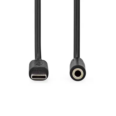 Produktbild von Nedis USB-C Adapter - USB 2.0 - USB-C Stecker - 3.5 mm Buchse - 1.00 m - Rund - Vernickelt - PVC - Schwarz - Label