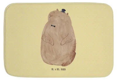 Produktbild von Mr. & Mrs. Panda Badematte Murmeltier - Gelb Pastell - Geschenk, Lustige Sprüche, Knigge, Respekt, Badezimmerteppich, Fröhlichkeit, Badteppich, Freundlichkeit, duschmatte