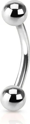 Produktbild von viva-adorno 1,2x8x3mm Piercing Banane Augenbrauenpiercing mit Kugeln Edelstahl verschiedenen Farben und Größen Z56, silber