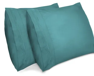 Productafbeelding van Set van 2 kussenhoezen, 50 x 50 cm, zachte, geborstelde microvezel kussenhoezen, kussenhoes met hotelsluiting, zachte microvezel kussenhoes, gecertificeerd volgens (groen)