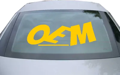 Produktbild von Indigos UG - Aufkleber Heckscheibe & Motorklappe DE7087 - gold - 600x211 mm - OEM - Auto Scheiben Fenster Heckklappe Tuning Racing JDM - Die cut