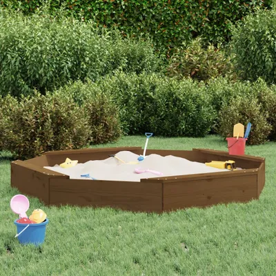 Produktbild von "WINTER SALE"Sandkasten mit Sitzen Honigbraun Achteck Massivholz Kiefer DE331049 - Sandkästen