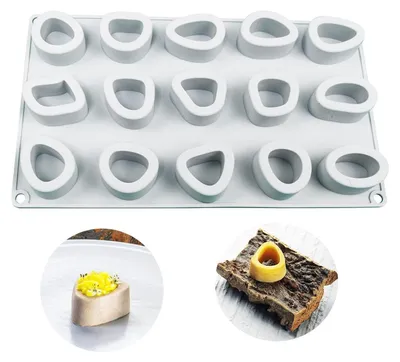 Immagine prodotto di Stampo in silicone per mousse con 15 cavità, ideale per dolci, dessert, cioccolato, sapone e candele