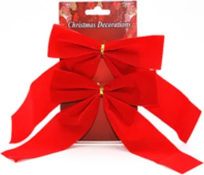 Produktbild von 2 Rote Geschenkschleifen, Samt, 15x19cm, für innen und außen