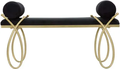 Productafbeelding van Bank, afmetingen 49 x 53 x 112,5 cm, materiaal: metaal, MDF, polyester, kleuren: goud, zwart