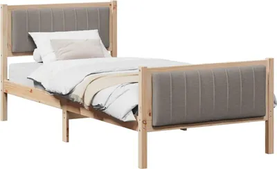 Zdjęcie produktu dla Rama łóżka Brązowy i taupe 90 x 200 cm Lite drewno sosnowe