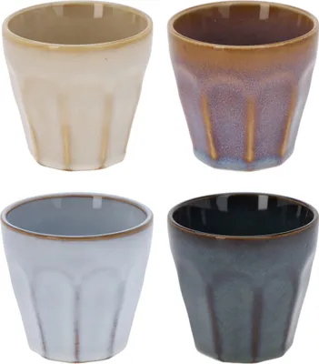 Produktbild von 4-tlg. Set Espressotassen im Vintage-Look und Landhausstil - kleine Tassen aus Porzellan für Espresso - Espresso-Tassen aus Porzellan