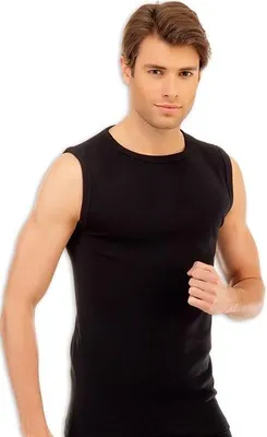 Produktbild von 2 Stück Herren T-Shirt Rundhals-Ausschnitt O-Neck Ärmellos Einfarbig Uni1006