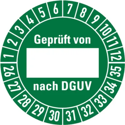 Produktbild von Dreifke® Aufkleber Prüfplakette,  von (Freifeld) nach DGUV, grün/weiß,...