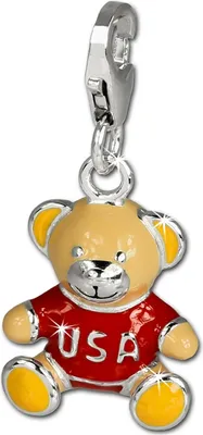 Image de SilberDream Charm pendentif ourson rouge orange 925 argent véritable FC662