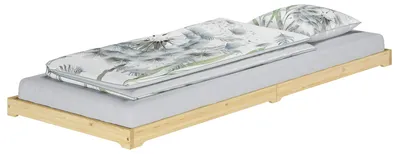 Produktbild von Überlanges Bodenbett Futon extra niedriges Holzbett 90x220 Kiefer lackiert V-60.47K-09-220 ohne Zubehör