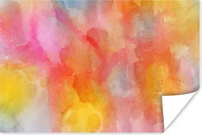 Produktbild von MuchoWow® Poster Aquarell - Rosa - Gelb - Orange 60x40 cm - Schlafzimmerdekoration