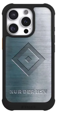 Produktbild von NIVOCASE Hülle für Apple iPhone 16 Pro Stoßfeste Handyhülle NIVOmax Case Schwarz HSV Hamburger SV Metallic Look