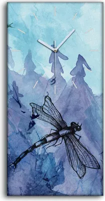 Produktbild von Dekor Leinwand Uhr Wandbilder 30x60 Gemälde Aquarell Libelle Wald Kunst - weiße Hände