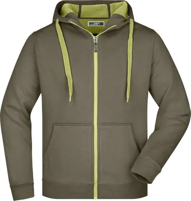 Produktbild von Men's Doubleface Jacket Sportive Jacke mit Kapuze olive/lime-green, Gr. L