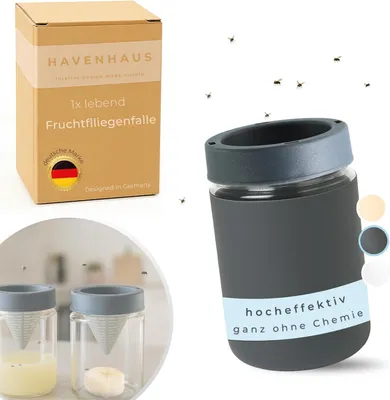 Produktbild von HAVENHAUS Fruchtfliegenfalle dunkelgrau wiederverwendbar | Obstfliegenfalle für Küche | Fruchtfliegen dauerhaft loswerden | Fruit Fly Trap