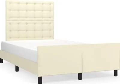 Produktbild von vidaXL Bettgestell mit Kopfteil Creme 120x200 cm Kunstleder