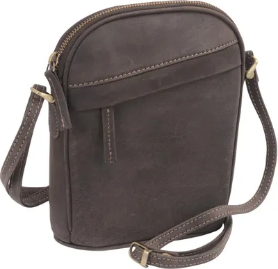 Produktbild von kleine Reißverschluss Handtasche Leder dunkelbraun