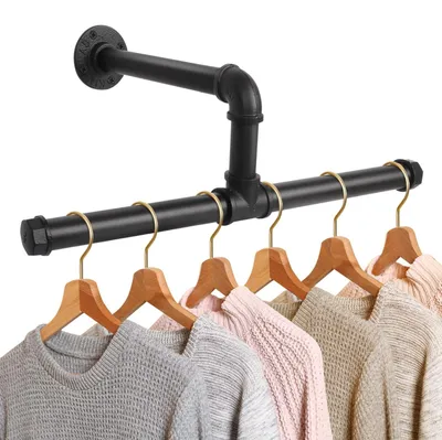 Produktbild von Omgoods – Kleiderständer – Industrieller Kleiderständer – Robust und stilvoll – Schwarz – Multifunktional – Wandmontage – Geeignet für den Heimgebrauch – Vintage...