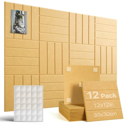 Immagine prodotto di Lavagna autoadesiva 120x90 cm - in feltro - bacheca decorativa - 12 pezzi (30x30 cm) - 60 adesivi a doppia faccia - pannelli acustici