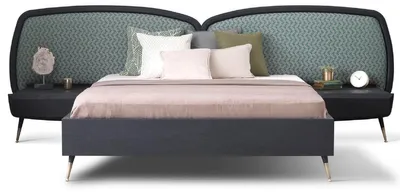 Produktbild von Casa Padrino Luxus Schlafzimmer Set Grün / Schwarz / Antik Messing - 1 Doppelbett mit Kopfteil & 2 Nachtkommoden - Luxus Schlafzimmer Möbel - Luxus Schlafzimmer Einrichtung