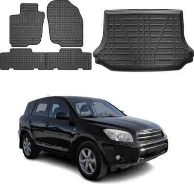 Obrázek produktu pro Sada podlahových rohoží a vložek do kufru pro Toyota RAV4 2006-2012 gumové TPE černé 5x