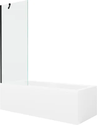 Produktbild von Mexen Cubik rechteckige Badewanne 150 x 70 cm mit Verkleidung und 1-flügliger Duschabtrennung 70 cm, transparent, Schwarz - 5503