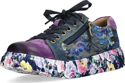 Produktbild von Laura Vita Damen Sneaker mit Blumenmuster und floral gemusterter Sohle Soleno 02, Größe:37 EU, Farbe:Violett