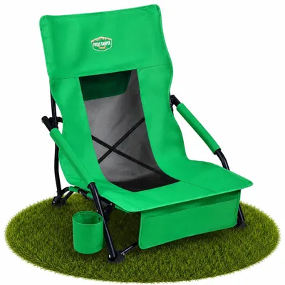 Produktbild von Fuchs Camper Strandstuhl klappbar – Campingstuhl mit hoher Rückenlehne & Mesh-Gewebe – Faltbarer Outdoor Stuhl mit Getränkehalter und Taschen