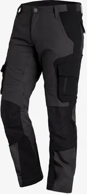 A pair of work pants on a light gray background.