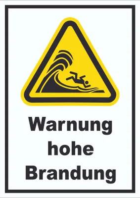 Produktbild von Schild Warnung hohe Brandung A3 Rückseite selbstklebend