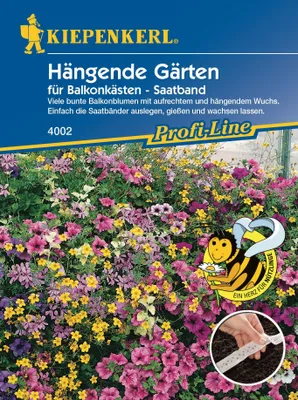 Produktbild von Hängende Gärten für Balkonkästen Mischung einjähriger Sommerblumen (Saatband) | Blumensamenmischung von Kiepenkerl