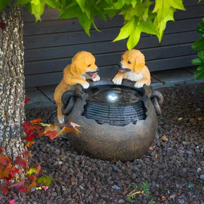 Produktbild von esotec Solarbrunnen Hunde-Welpen Milo & Buddy Komplettset outdoor 101333