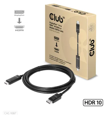 Image de Club3d CLUB3D Câble DisplayPort 1.4 vers HDMI 4K120Hz ou 8K60Hz HDR10 M/M 3m/9.84ft