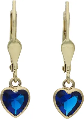 Produktbild von JuwelmaLux Kinder Ohrhänger 333 Gold Herz mit Zirkonia blau JL10-06-3321