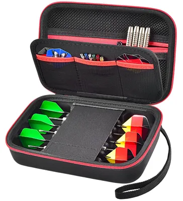 Productafbeelding van Dartkoffer - Stootvaste harde koffer voor het opbergen van darts, draagbare koffer geschikt voor stalen en schuimdarts, ideaal voor professionals en beginners (alleen koffer) (biedt ruimte voor 6 darts)