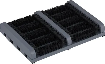 Image de Paillasson Relaxdays avec brosses, base antidérapante, en bois, paillasson d'extérieur, brosse à chaussures, gris/noir