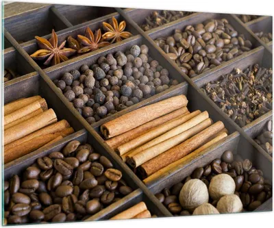 Produktbild von Bilder auf glas - Zimt Vanille Kaffee Getreide - 100x70cm - Glasbilder - Wandbilder - Kunstdruck - zum Aufhängen bereit - Wanddekoration aus Glas - Glas Bilder - Wandbild auf Glas - GAA100x70-2311