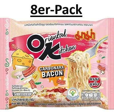 Produktbild von 8er-Pack MAMA Instantnudeln OK Bratnudeln Carbonara Bacon 85g