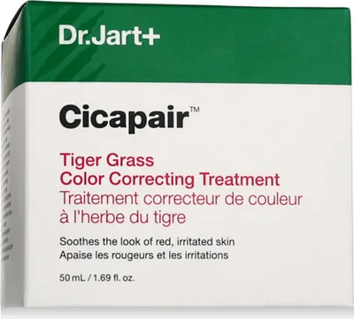 A product box for Dr.Jart+ Cicapair Tiger Grass Color Correcting Treatment.